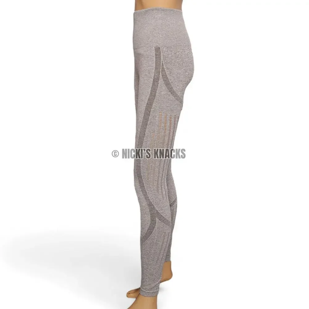 Gray Seamless Compression Contour Leggings High Waist Gym Athleisure Size S